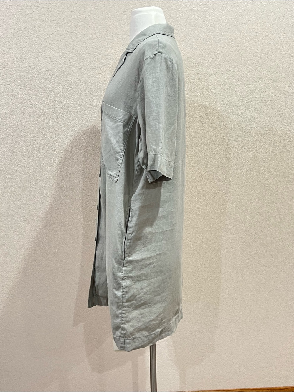 Everlane Seagrass Green Linen Notch Workwear Shirtdress Size Medium - Picture 10 of 15